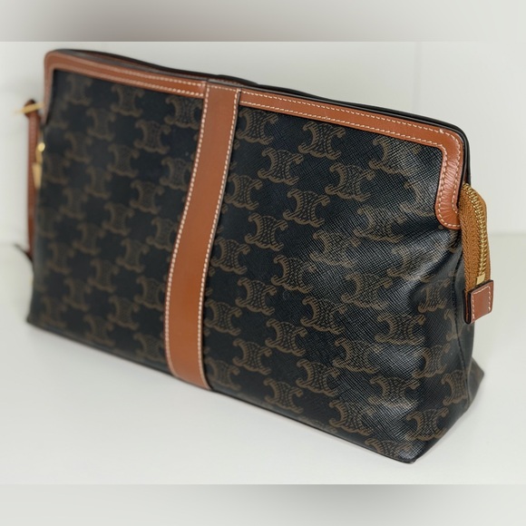 Celine Brown Triomphe Canvas Toiletry Pouch - Picture 2 of 16